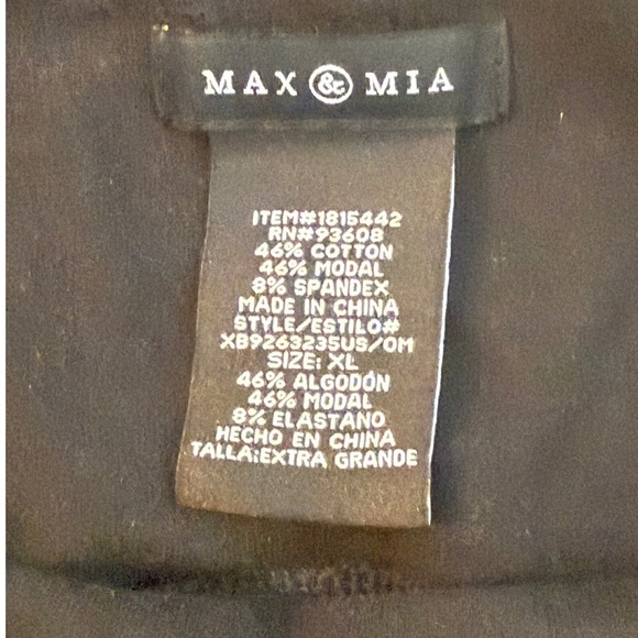 MAX & MIA Black High Waisted Stretchy Leggings Pants XL Item 1815442 - Picture 3 of 4